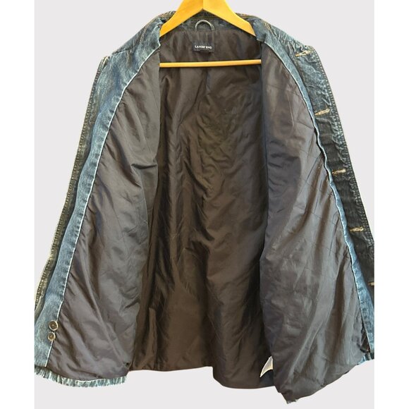 Vintage Lands’ End Men's Denim Chore Jacket Workwear Utility Coat Blue Jean 90s - Picture 7 of 9